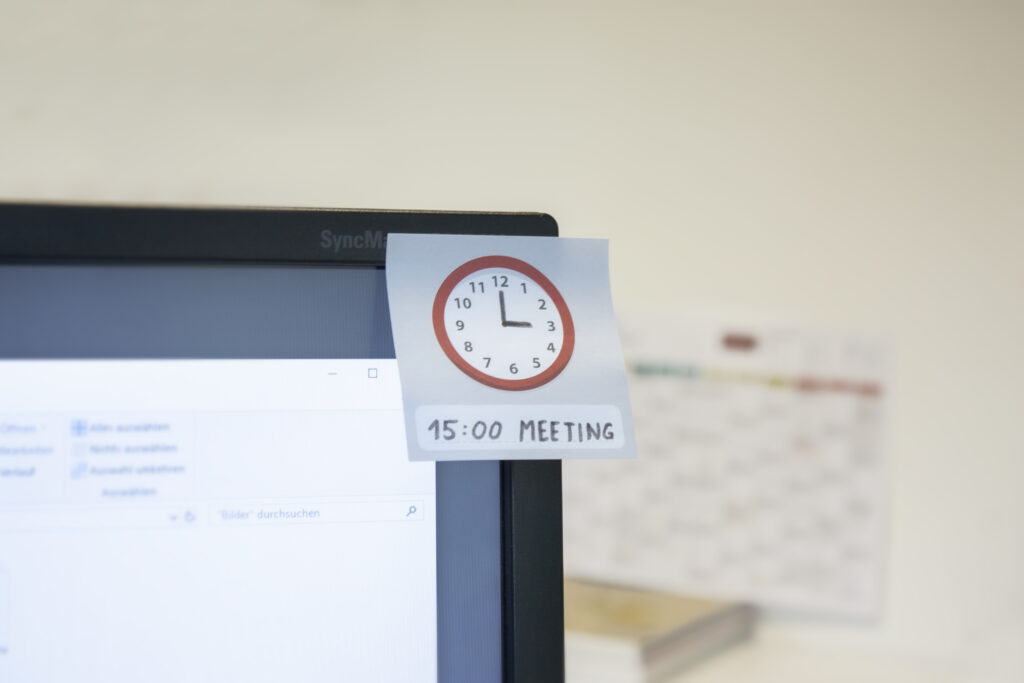 Haftnotiplaner Monitor Erinnerung